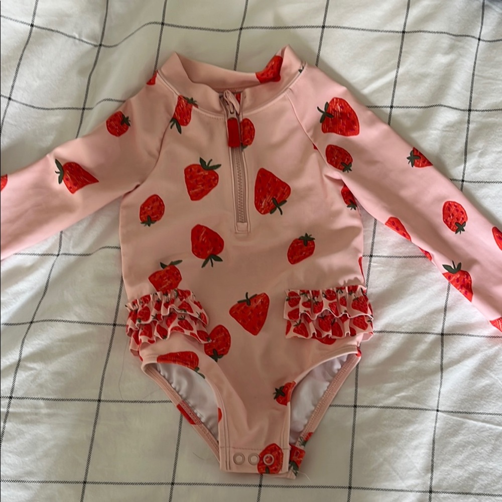 Carter's Pink Strawberry Long Sleeve Swimsuit